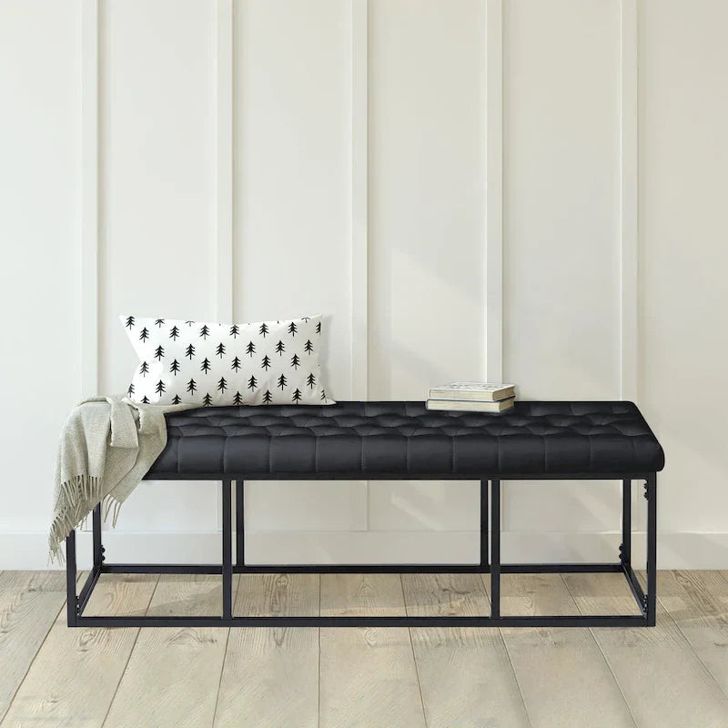 Banc d'appoint en similicuir Ellie Porthos Home avec base en métal