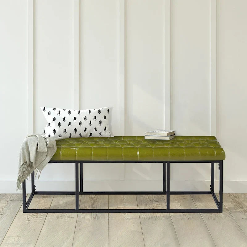 Banc d'appoint en similicuir Ellie Porthos Home avec base en métal
