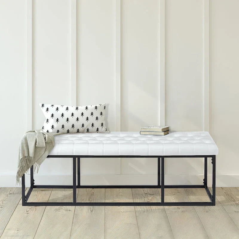 Banc d'appoint en similicuir Ellie Porthos Home avec base en métal