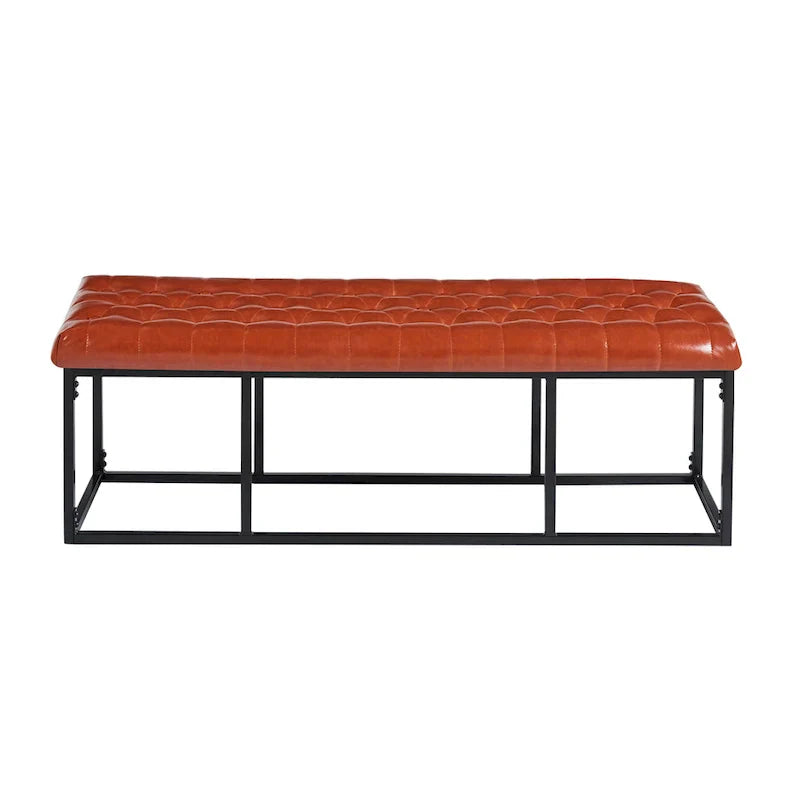 Banc d'appoint en similicuir Ellie Porthos Home avec base en métal
