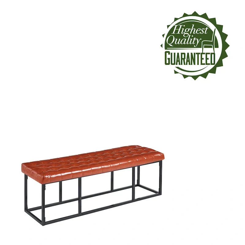 Banc d'appoint en similicuir Ellie Porthos Home avec base en métal