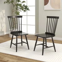 Lot de 2 chaises de salle à manger Windsor sans accoudoirs à dossier à barreaux en bois noir/naturel