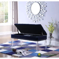 Banc de rangement capitonné mi-siècle de 45,7 cm