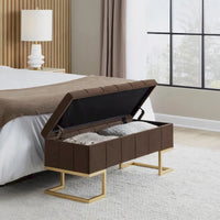 Banc de rangement en velours Silver Orchid Crossgar avec couvercle à charnière