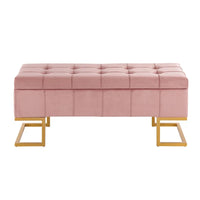 Banc de rangement en velours Silver Orchid Crossgar avec couvercle à charnière