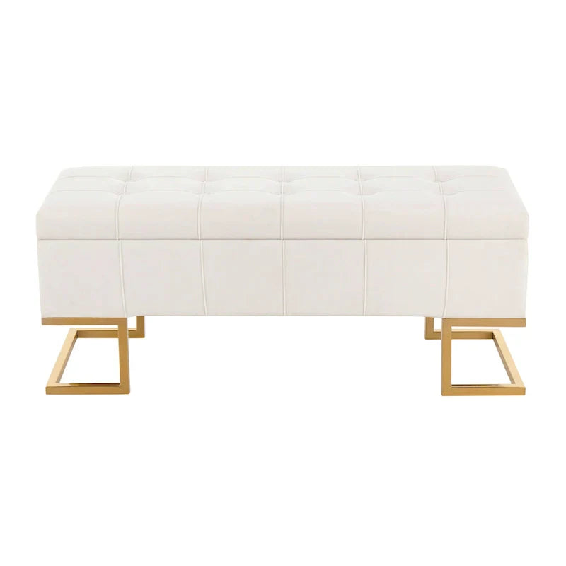 Banc de rangement en velours Silver Orchid Crossgar avec couvercle à charnière