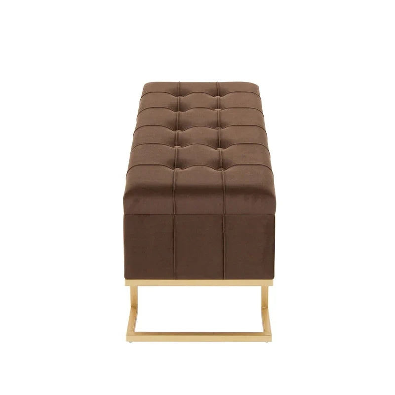 Banc de rangement en velours Silver Orchid Crossgar avec couvercle à charnière