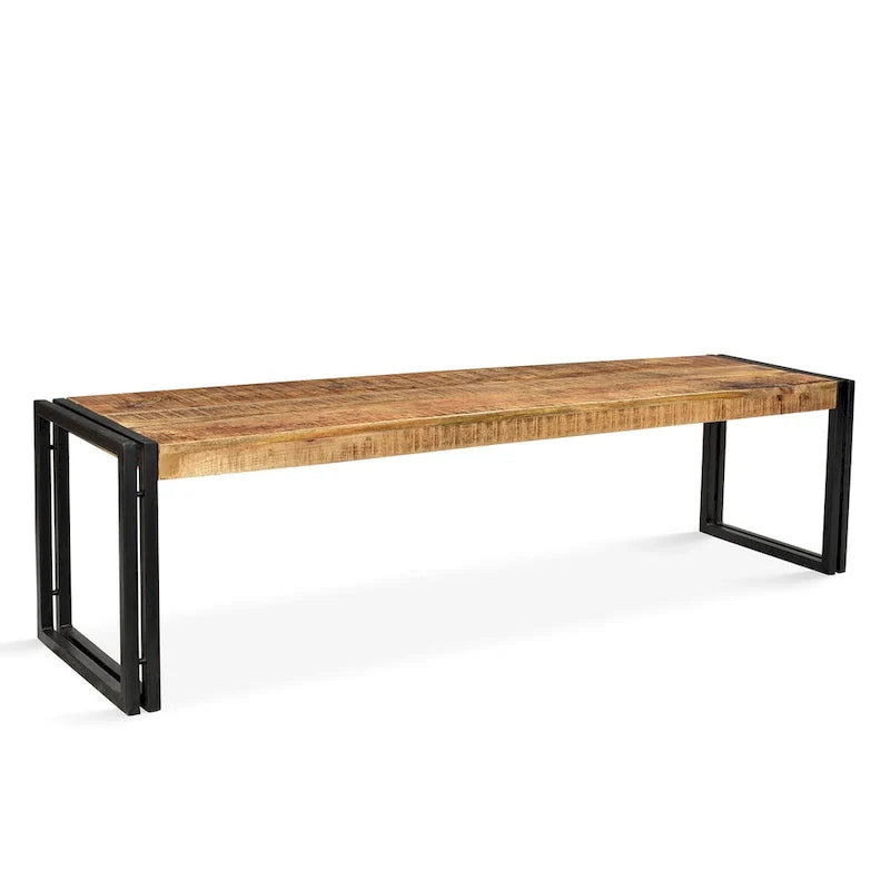 Banc Timbergirl fait main en bois de récupération et métal (Inde)