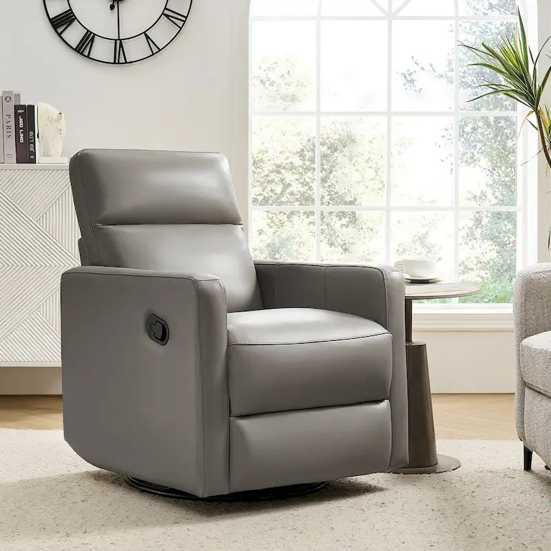Fauteuil Inclinable Pivotant à Bascule Moderne Josefa en Cuir Véritable par Hulala Home