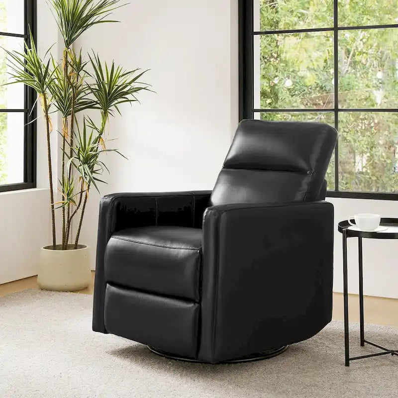 Fauteuil Inclinable Pivotant à Bascule Moderne Josefa en Cuir Véritable par Hulala Home