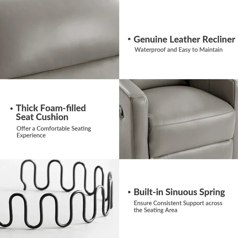 Fauteuil Inclinable Pivotant à Bascule Moderne Josefa en Cuir Véritable par Hulala Home