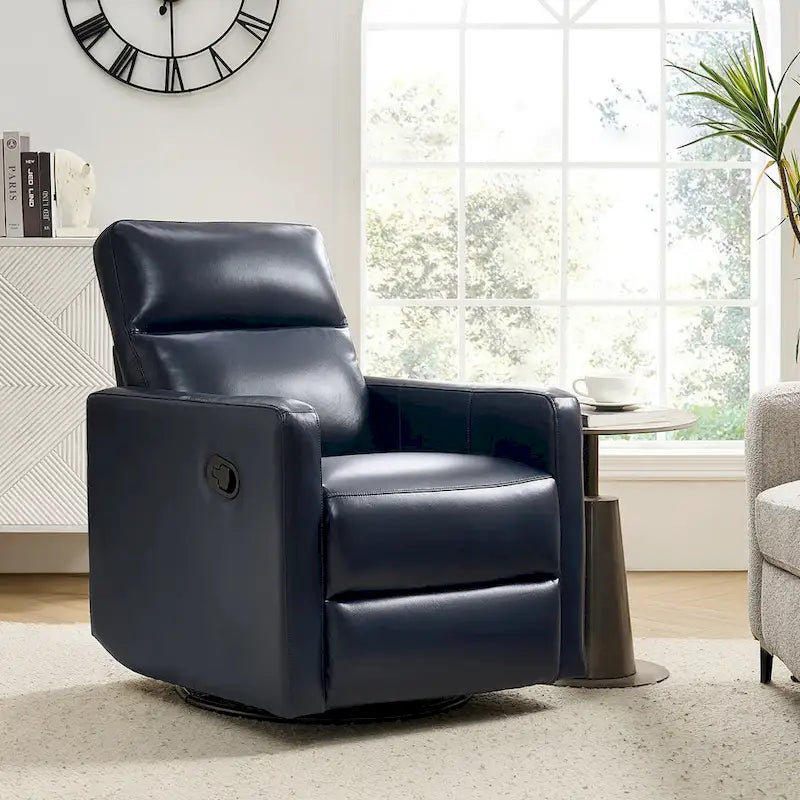 Fauteuil Inclinable Pivotant à Bascule Moderne Josefa en Cuir Véritable par Hulala Home