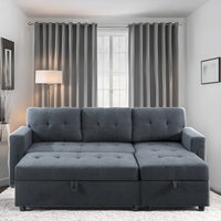 Canapé Sectionnel Réversible avec Lit Escamotable, Méridienne de Rangement Cachée, Pieds Durables