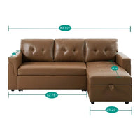 Canapé Sectionnel Réversible avec Lit Escamotable, Méridienne de Rangement Cachée, Pieds Durables