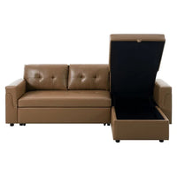 Canapé Sectionnel Réversible avec Lit Escamotable, Méridienne de Rangement Cachée, Pieds Durables
