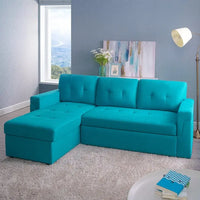 Canapé Sectionnel Réversible avec Lit Escamotable, Méridienne de Rangement Cachée, Pieds Durables