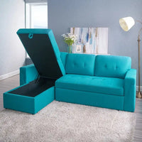 Canapé Sectionnel Réversible avec Lit Escamotable, Méridienne de Rangement Cachée, Pieds Durables