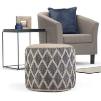 WYNDENHALL Nesbitt Pouf Rond Bohème, Jute Tressée Naturelle