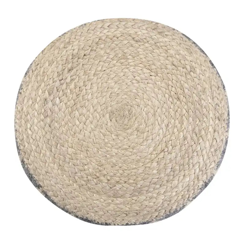 WYNDENHALL Nesbitt Pouf Rond Bohème, Jute Tressée Naturelle