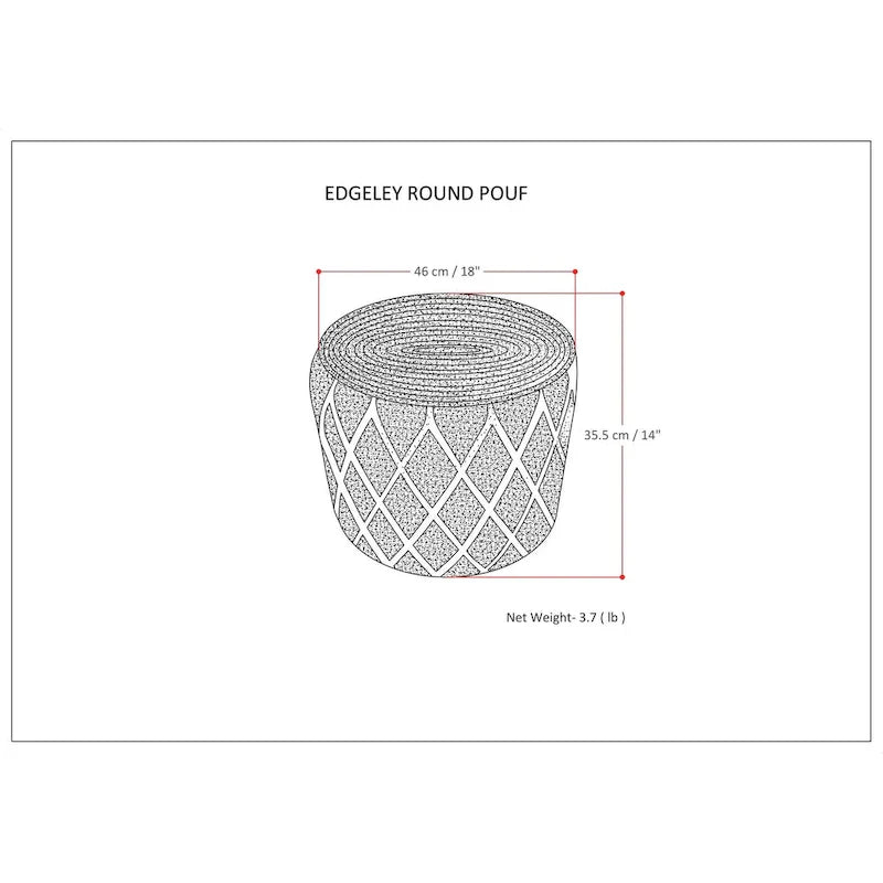 WYNDENHALL Nesbitt Pouf Rond Bohème, Jute Tressée Naturelle