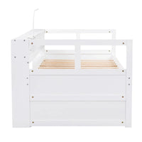 Lit de repos double XL en bois avec 2 lits gigognes et port USB
