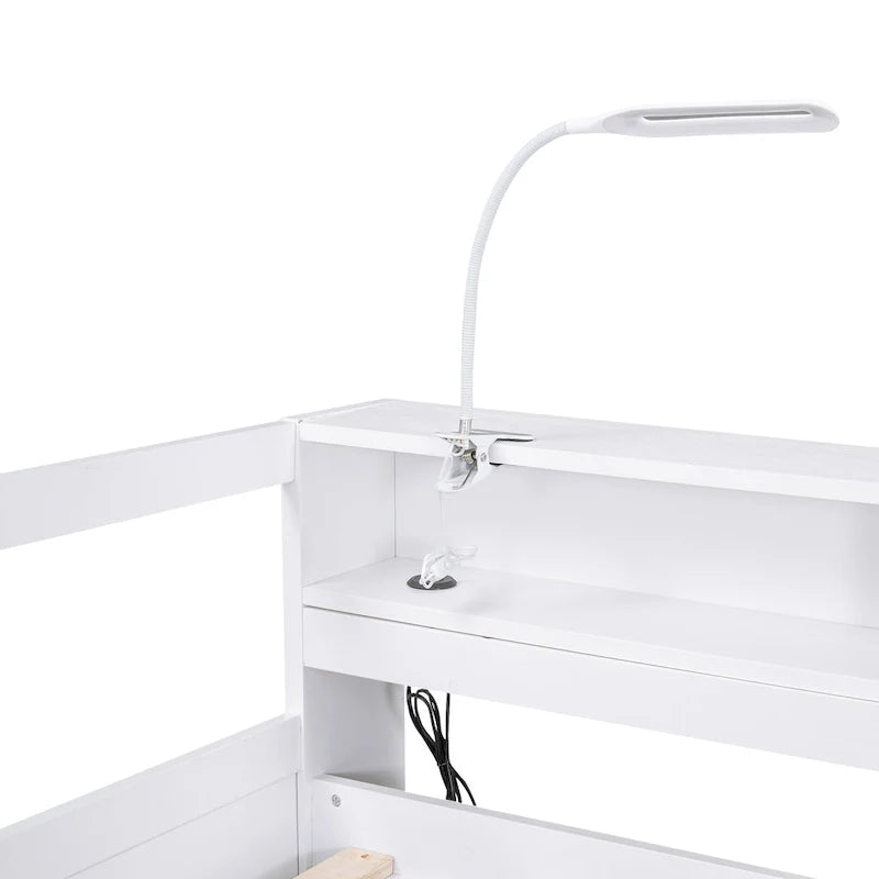 Lit de repos double XL en bois avec 2 lits gigognes et port USB