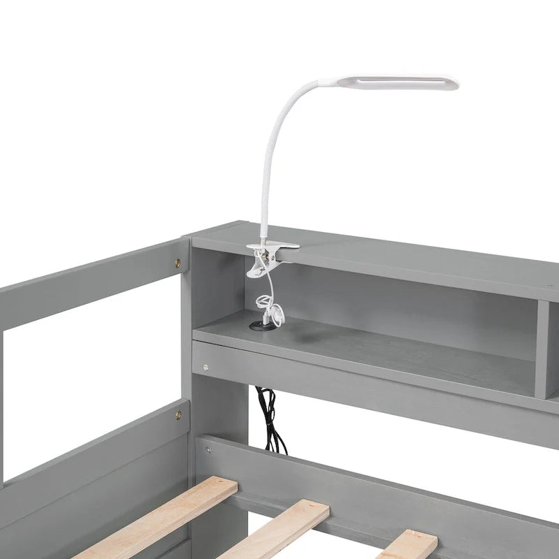 Lit de repos double XL en bois avec 2 lits gigognes et port USB