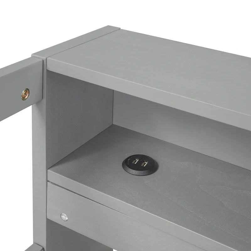 Lit de repos double XL en bois avec 2 lits gigognes et port USB