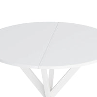 Table à manger ronde moderne à pieds croisés, plateau amovible en deux parties