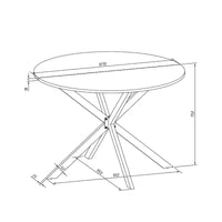 Table à manger ronde moderne à pieds croisés, plateau amovible en deux parties