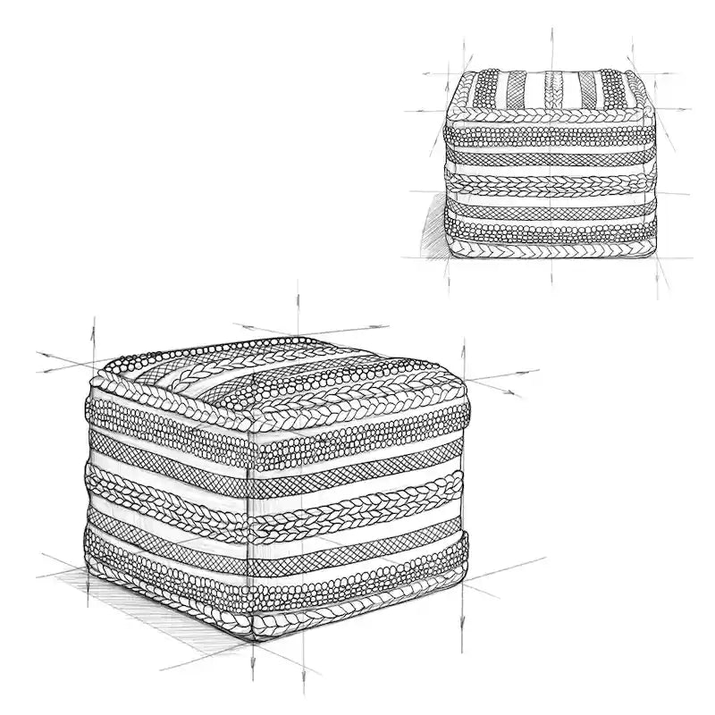 Poufs carrés WYNDENHALL Silva Boho en motif tissé à la main