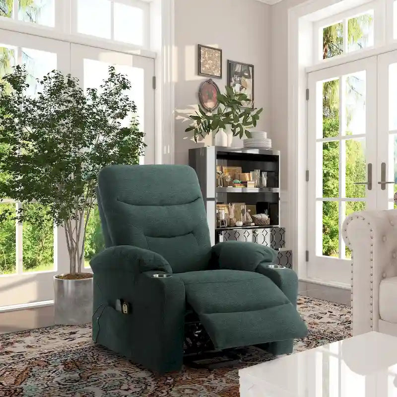 Clihome Fauteuil inclinable de massage électrique doux rembourré avec porte-gobelet