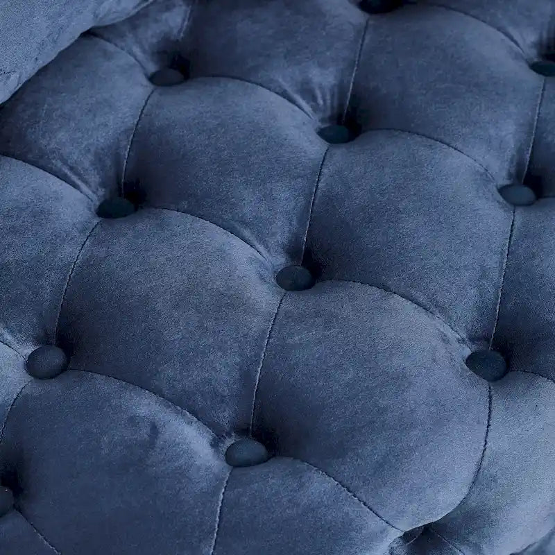 Fauteuil pivotant en velours pour salon avec boutons touffetés, 3 coussins et roulettes mobiles