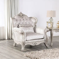 Fauteuil traditionnel Clarissa de Furniture of America avec dossier capitonné et coussin décoratif