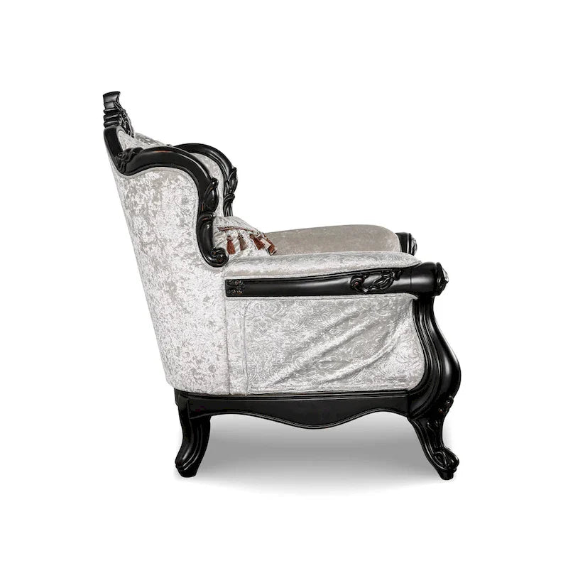 Fauteuil traditionnel Clarissa de Furniture of America avec dossier capitonné et coussin décoratif