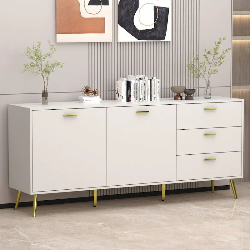 Buffet avec 3 tiroirs et 2 portes, expresso/blanc