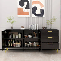 Buffet avec 3 tiroirs et 2 portes, expresso/blanc