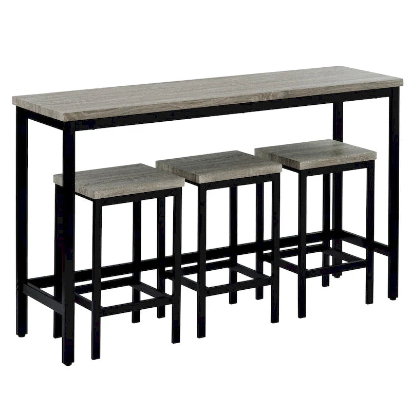 Ensemble de table à manger extra-longue avec 3 tabourets pub