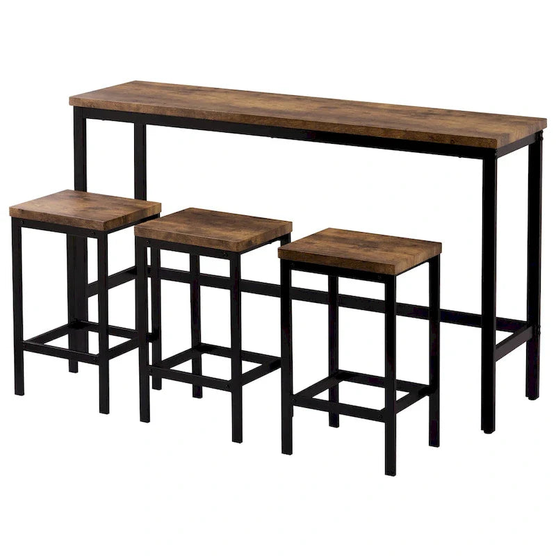 Ensemble de table à manger extra-longue avec 3 tabourets pub
