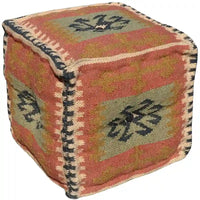 Pouf HERAT ORIENTAL fait main en Kilim de laine et de jute d'Inde