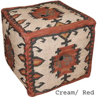 Pouf HERAT ORIENTAL fait main en Kilim de laine et de jute d'Inde
