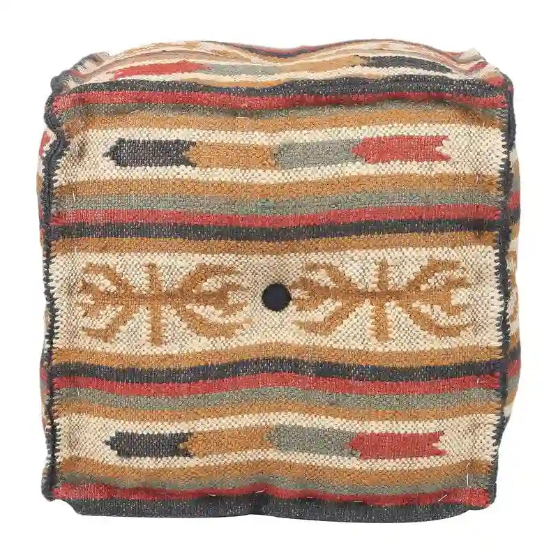 Pouf HERAT ORIENTAL fait main en Kilim de laine et de jute d'Inde