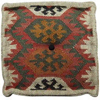 Pouf HERAT ORIENTAL fait main en Kilim de laine et de jute d'Inde