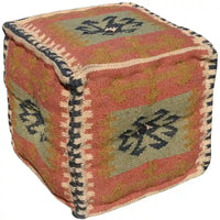 Pouf HERAT ORIENTAL fait main en Kilim de laine et de jute d'Inde