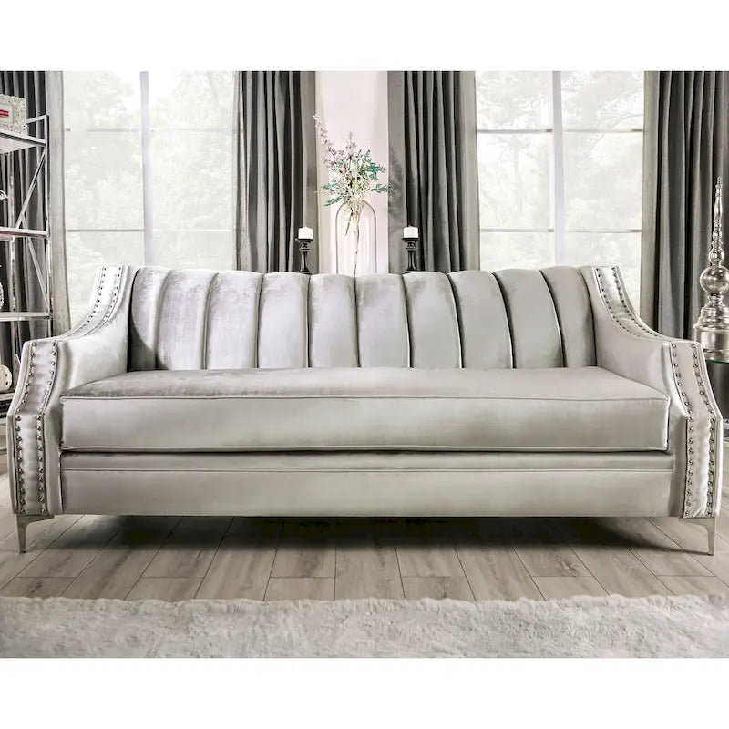 Ensemble Salon 2 Pièces Vynn Transitionnel en Chenille à Accoudoirs Inclinés par Furniture of America