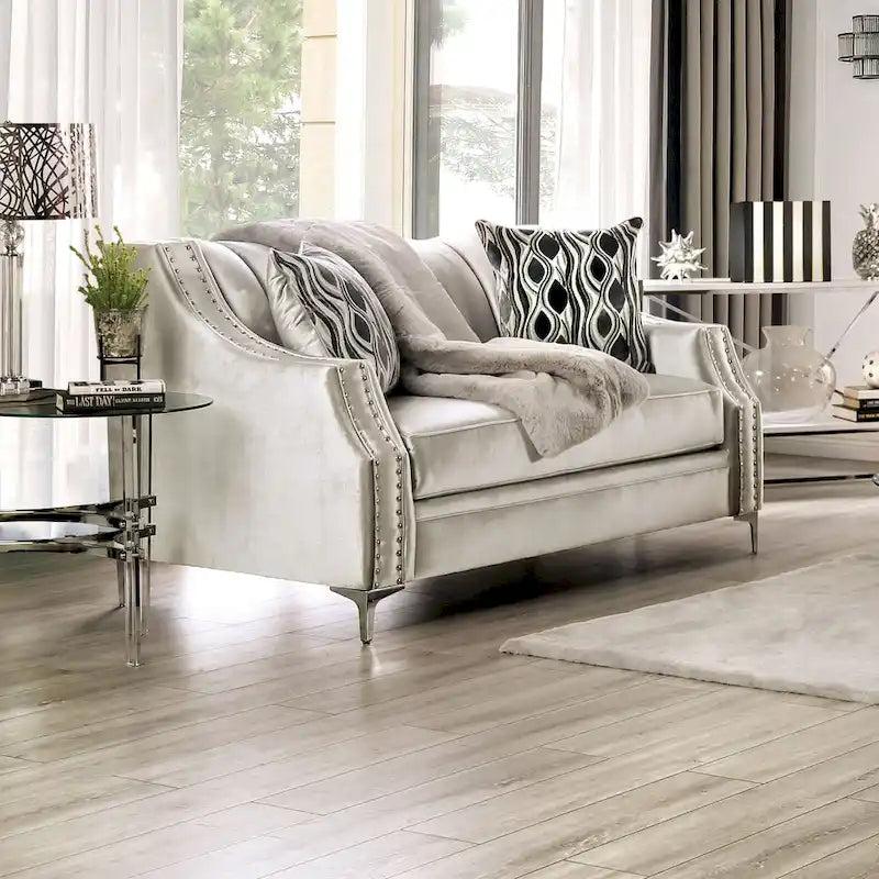 Ensemble Salon 2 Pièces Vynn Transitionnel en Chenille à Accoudoirs Inclinés par Furniture of America
