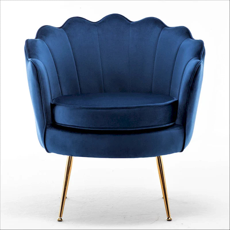 Fauteuil rond Cavett 28.3 large en velours avec pieds en métal doré