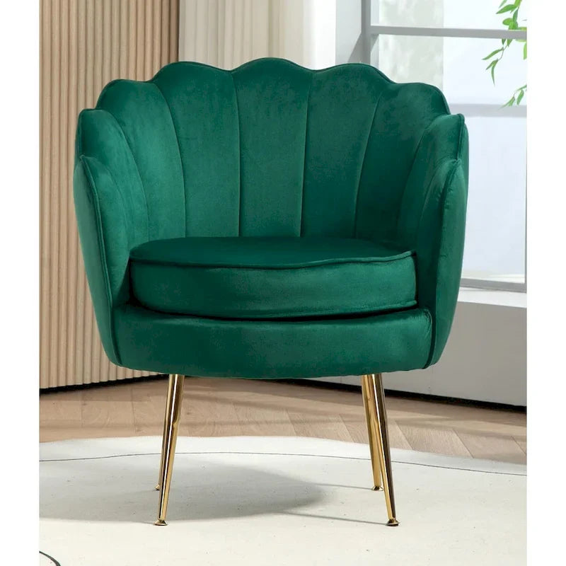 Fauteuil rond Cavett 28.3 large en velours avec pieds en métal doré