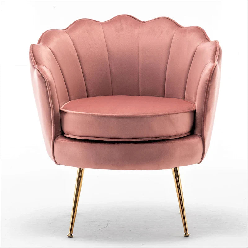 Fauteuil rond Cavett 28.3 large en velours avec pieds en métal doré
