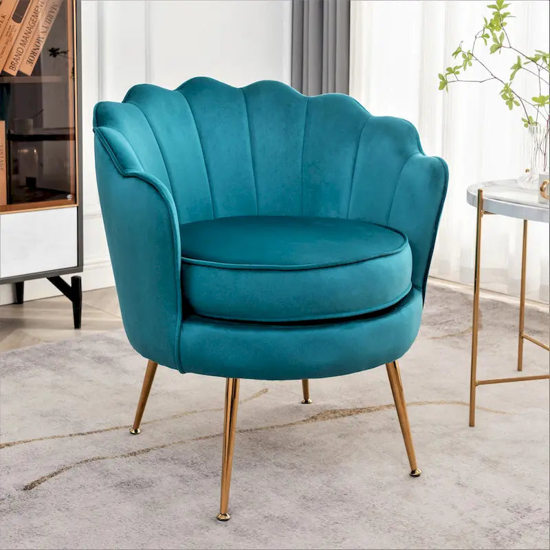 Fauteuil rond Cavett 28.3 large en velours avec pieds en métal doré